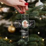 Couronne Photo Croix Acrylique Personnalisée avec Nom Souvenir En Mémoire Sympathie Cadeau pour la perte d'un être cher