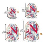 Personalised Vintage Toile De Jouy Santa Claus Initial Canvas Drawstring Gift Bag with Name Christmas Gift for Family Friends