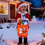 Personalized Christmas-Themed Cartoon Character Initial LED Light Basket with Name Christmas Gift for Kids Family