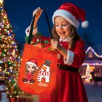 Personalized Christmas-Themed Cartoon Character Initial LED Light Basket with Name Christmas Gift for Kids Family