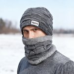 Personalised Knitted Slouchy Beanie Hat and Neck Warmer Set with Name Thick Outdoor Activity Accessory Birthday Christmas Gift for Men Women