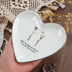 Personalized Vintage Style 1-6 Birth Flowers Jewelry Dish with Name Birthday Anniversary Gift for Sister Girlfriend