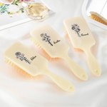 Personalised Birth Flower Bouquet Long Handle Paddle Comb with Name Birthday Wedding Gift for Ladies Girls