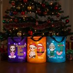 Personalized Christmas-Themed Cartoon Character Initial LED Light Basket with Name Christmas Gift for Kids Family