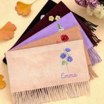 Personalized Watercolor Birth Flower Super Soft Warm Scarf with Name Fashion Accessory Birthday Christmas Gift for Family Friend