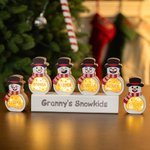 Personalised Snowman LED Light Wooden Decoration Ornament with Tabletop Name Block Sign Holiday Party Essentials Winter Christmas Gift for Family Kids