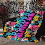 Personalised Graffiti-Style Multicolor Soft Throw Blanket with Name Home Decor Birthday Christmas Gift for Teenager Friend Graffiti Lover