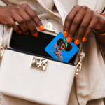 Personalized Cartoon Black Girl Double-Sided 1X 2X PU Leather Makeup Mirror with Name Birthday Anniversary Gift for Women Girls