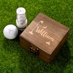 Personalised Golf Ball Stamp and Wooden Storage Box with Name Initial Monogram Golf Course Accessory Birthday Sports Gift for Golf Players Lovers