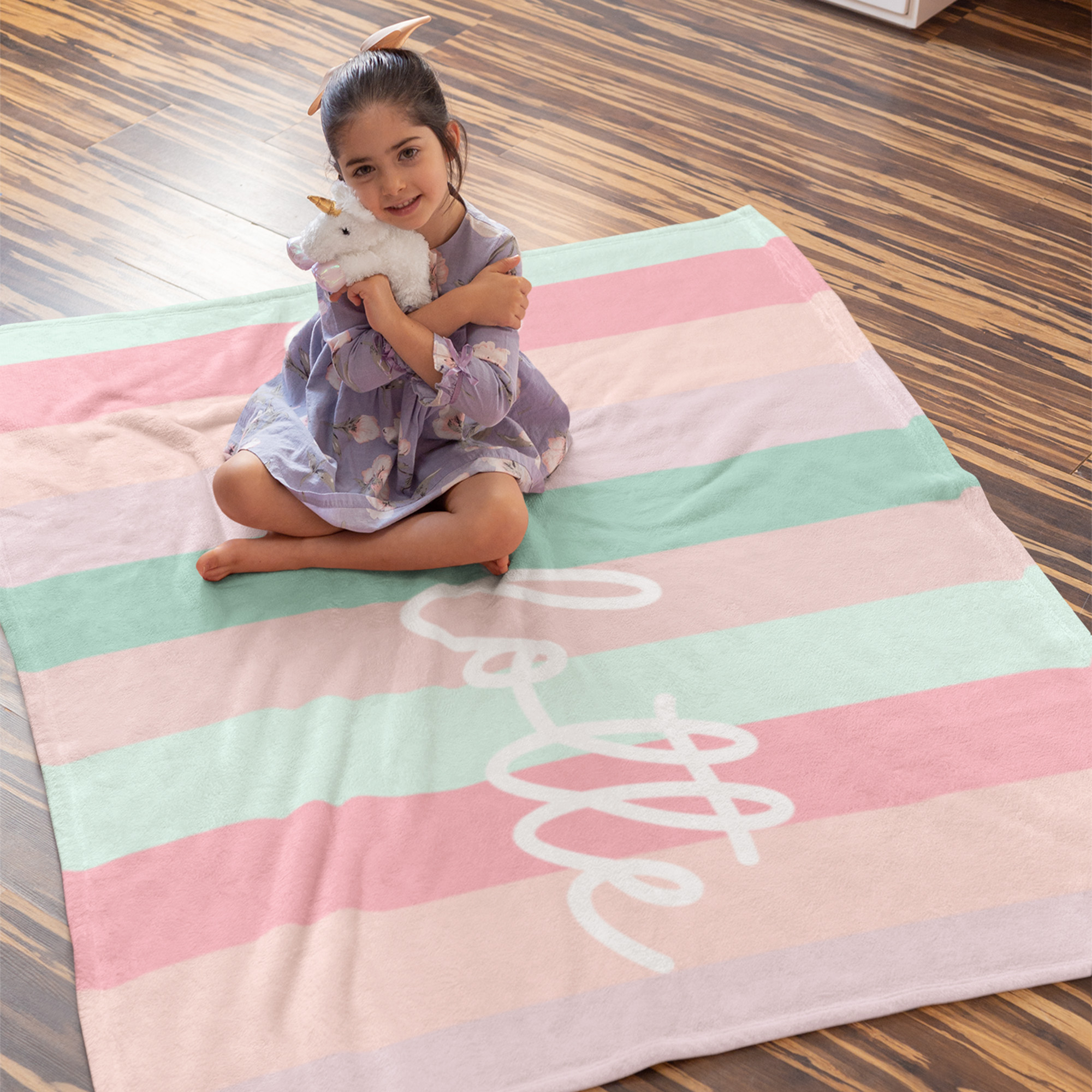 Plaid personnalisé à rayures classiques et colorées avec nom Cadeau d'anniversaire de vacances d'été pour la famille et les amis