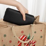 Personalized Cute Santa Hat Animal Initial Large Jute Tote Bag with Name Christmas Eve Party Gift for Girls Boys Kids