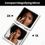 Personalized Cartoon Black Girl Double-Sided 1X 2X PU Leather Makeup Mirror with Name Birthday Anniversary Gift for Women Girls