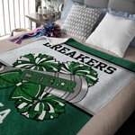 Personalized Multicolor Bling Bow Tie Cheer Megaphone Pom-Poms  Soft Throw Blanket with Name and Team Name Birthday Gift for Cheerleaders
