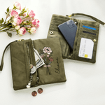 Personalised Watercolour Birth Flower Bouquet PU Leather Wallet with Name and Wristlet Christmas Birthday Gift for Women Girls