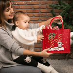 Personalized Cute Santa Hat Animal Holly Initial Large Jute Tote Bag with Name Christmas Party Gift for Kids Family Friends