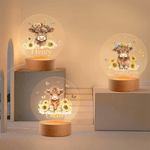 Personalized Highland Cow Sunflower Butterfly Acrylic LED Night Light with Name and Wooden Base Room Decor Christmas Birthday  Gift for Kids