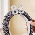 Personalized Handmade Pearl Crown Headband with Age Birthday Party Gift for Women Girls