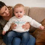 Personalized Rocket Polka Dots Flowers Embroidered Knitted Sweater with Name Birthday Christmas Gift for Toddlers Boys Girls