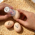 Personalized Colored Ball Glitter Star Hen Silhouette Egg Safe Egg Stamp with Name Food Grade Ink and Box Birthday Gift for Family Farmer Breeder
