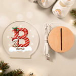 Veilleuse LED en acrylique avec nom et initiales Flocon de neige personnalisé Animaux de dessins animés Base en bois Décoration de chambre Cadeau de Noël pour les enfants
