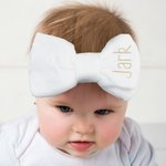 Personalized Embroidered Initial or Text Stretchy Baby Bow Headband  Baby Shower Birthday Gift for Girl Baby