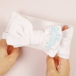 Personalized Embroidered Initial or Text Stretchy Baby Bow Headband  Baby Shower Birthday Gift for Girl Baby