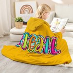 Personalisierte mehrfarbige Paisley Brief weiche Kapuzendecke mit Namen Home Decor Geburtstag Weihnachten Geschenk für Kinder Familie