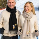 Personalized Cartoon Character Birth Flower Multicolour Super Soft Tassel Warm Scarf with Name Christmas Birthday Gift for Family Friends