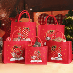 Personalized Cute Santa Hat Animal Holly Initial Large Jute Tote Bag with Name Christmas Party Gift for Kids Family Friends