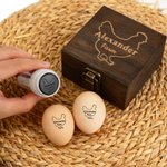 Personalized Colored Ball Glitter Star Hen Silhouette Egg Safe Egg Stamp with Name Food Grade Ink and Box Birthday Gift for Family Farmer Breeder