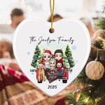 Personalized Chirstmas Tree Cartoon Character Ceramic Heart-Shaped Ornament with Name and Title Home Decor Christmas Gift for Family