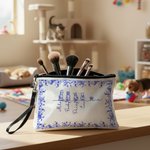 Borsa per il trucco personalizzata per cani e gatti in stile Toile De Jouy con 1-7 nomi e braccialetto Regalo di Natale per il compleanno del proprietario di un animale domestico