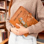 Personalized God Says You Are Birth Flower A5 PU Leather Notebook Cover with Name and Pocket Birthday Baptism Gift for Christian