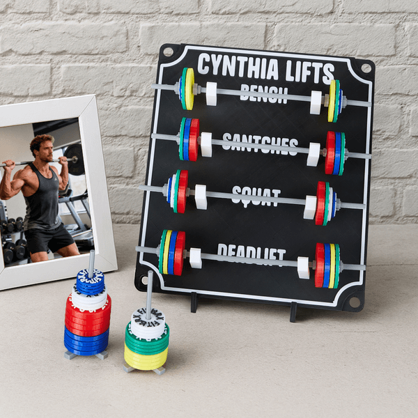 Personalized Colored Removable Mini Barbells Weightlifting Tracking Board with Text Home Gym Gift for Coaches Fitness Lovers