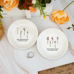 Personalized Vintage Style 1-6 Birth Flowers Jewelry Dish with Name Birthday Anniversary Gift for Sister Girlfriend
