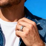 Bague géométrique personnalisée avec texte gravé Cadeau d'anniversaire pour femmes et hommes