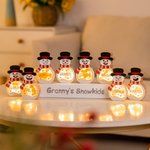 Personalised Snowman LED Light Wooden Decoration Ornament with Tabletop Name Block Sign Holiday Party Essentials Winter Christmas Gift for Family Kids