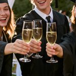 Personalized Graduation Cap Champagne Glass Handbag with Name and Text Graduation Season Gift for Graduates