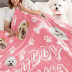 Plaid personnalisé chien chat photo animal de compagnie patte poisson os multicolore doudou avec nom décoration maison anniversaire cadeau de noël pour les amoureux des animaux de compagnie