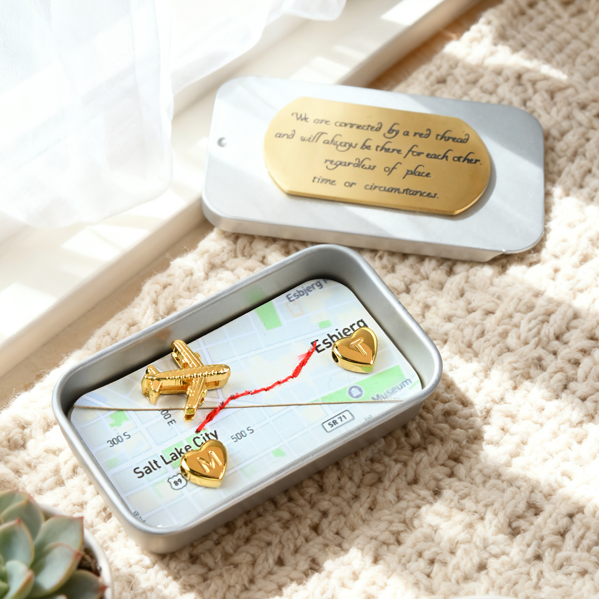 Boîte à cartes d'avion personnalisée avec initiales et adresse Cadeau d'anniversaire de Noël pour couple