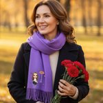 Personalized Cartoon Character Birth Flower Multicolour Super Soft Tassel Warm Scarf with Name Christmas Birthday Gift for Family Friends