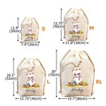 Personalised Quirky Easter Bunny Large Capacity Drawstring Canvas Treat Bag with Name Easter Egg Hunt Holiday Party Favors Gift for Kids Family