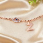 Henkilökohtainen Evil Eye Initial Rannekoru Syntymäpäivä Vuosipäivä Lahja Ystävä Perheelle