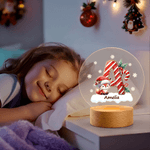 Veilleuse LED en acrylique avec nom et initiales Flocon de neige personnalisé Animaux de dessins animés Base en bois Décoration de chambre Cadeau de Noël pour les enfants