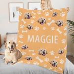 Plaid personnalisé chien chat photo animal de compagnie patte poisson os multicolore doudou avec nom décoration maison anniversaire cadeau de noël pour les amoureux des animaux de compagnie