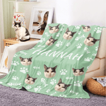 Plaid personnalisé chien chat photo animal de compagnie patte poisson os multicolore doudou avec nom décoration maison anniversaire cadeau de noël pour les amoureux des animaux de compagnie