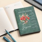Personalized God Says You Are Lovely Birth Flower Bouquet Bible 200 Pages Leather Notebook with Name Birthday Gift for Christians Women
