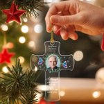 Couronne Photo Croix Acrylique Personnalisée avec Nom Souvenir En Mémoire Sympathie Cadeau pour la perte d'un être cher