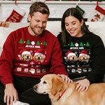 Sweat-shirt Multicolore Personnalisé avec 1-2 Photos du Visage de l'Animal et Noms Cadeau de Noël pour les Propriétaires d'Animaux de Compagnie