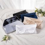 Pochette in raso personalizzata con fiocco e fodera fotografica Regalo di matrimonio e anniversario per le donne